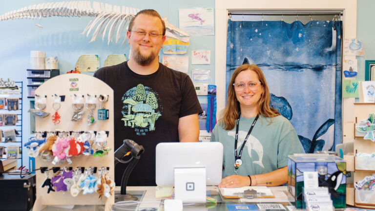 Langley Whale Center Co-Managers Trevor Snow, left and Lucy Miller, right