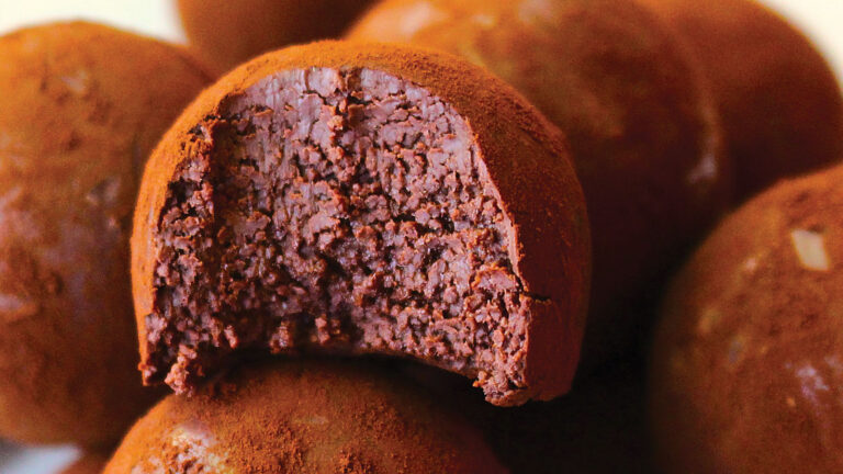 closeup of chocolate truffle