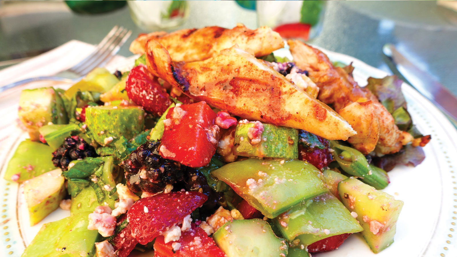 Balsamic Berry Salad on a white plate